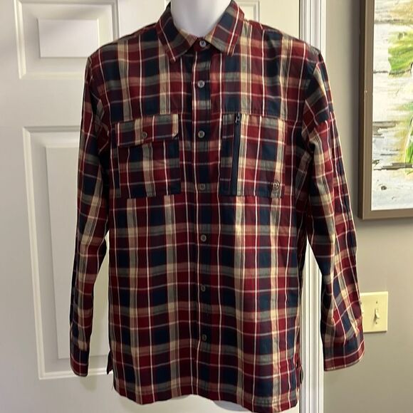 Wrangler ATG Men’s Mix Material Long Sleeve Plaid Button Down Shirt- Medium - Picture 1 of 16
